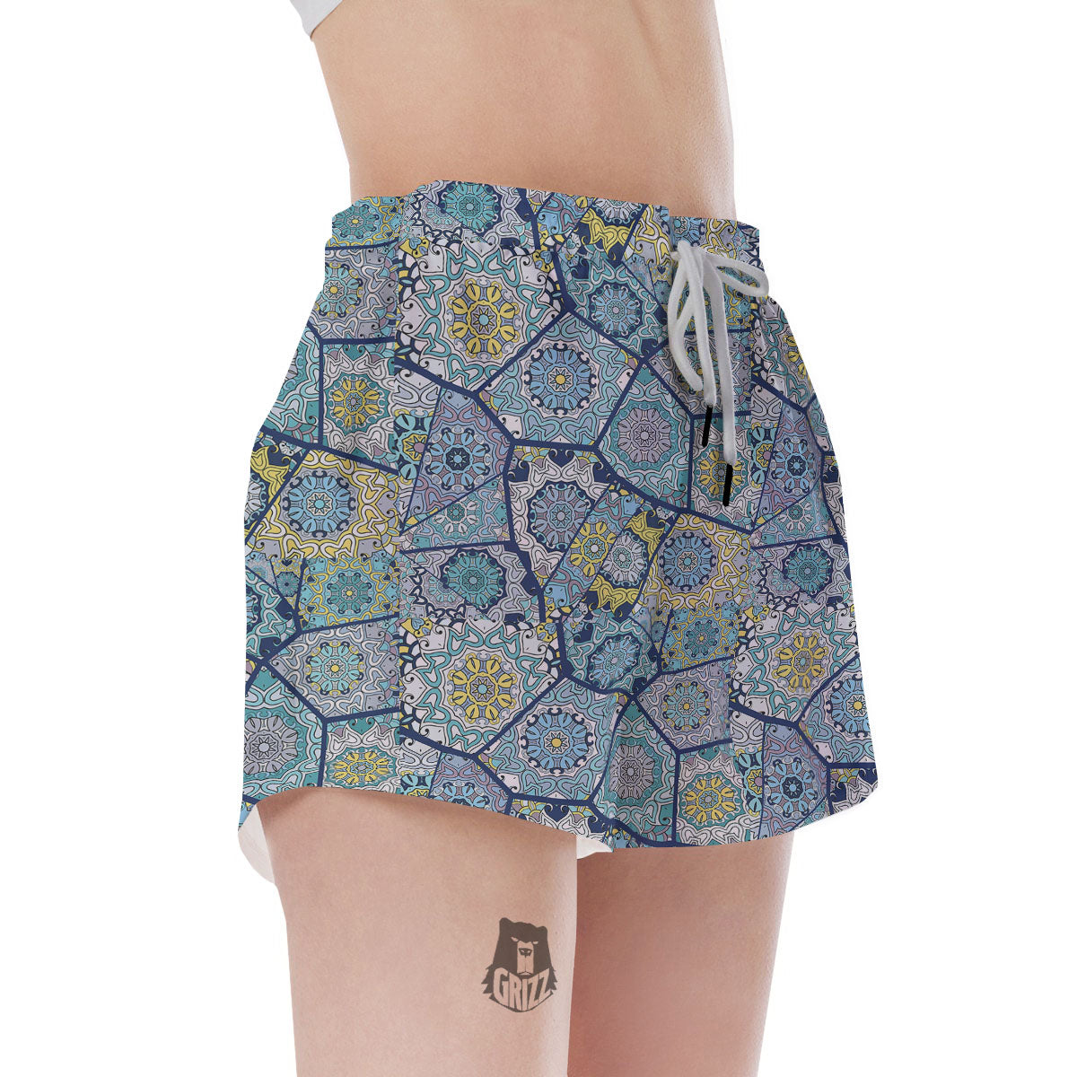 Patchwork Indian Floral Print Pattern Women's Shorts-grizzshop