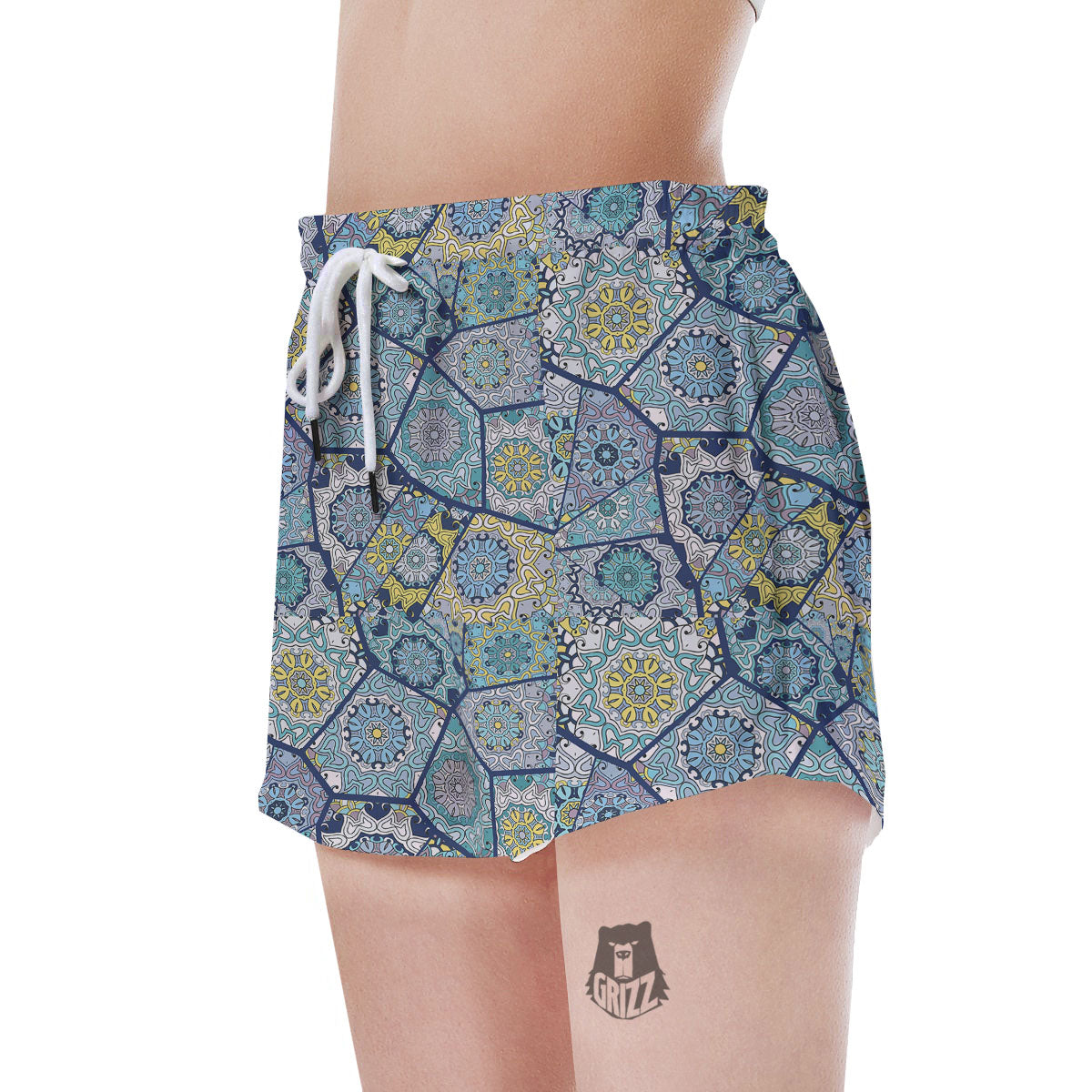 Patchwork Indian Floral Print Pattern Women's Shorts-grizzshop