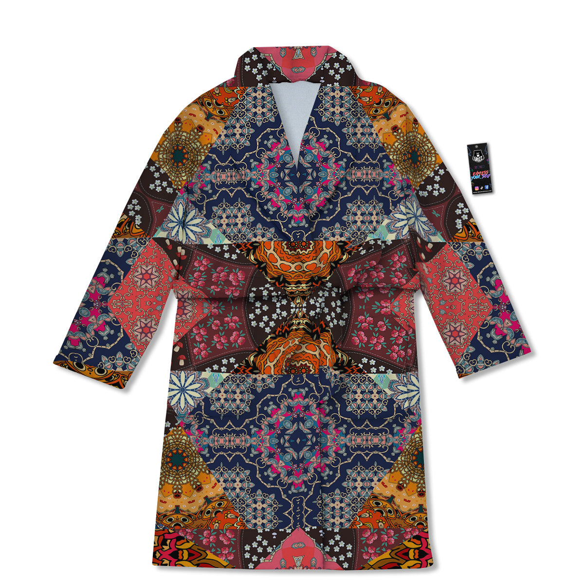 Patchwork Indian Flower Mandala Print Pattern Bathrobe-grizzshop