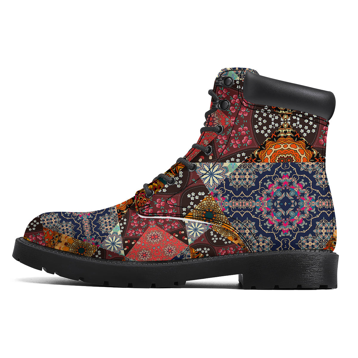 Patchwork Indian Flower Mandala Print Pattern Boots-grizzshop
