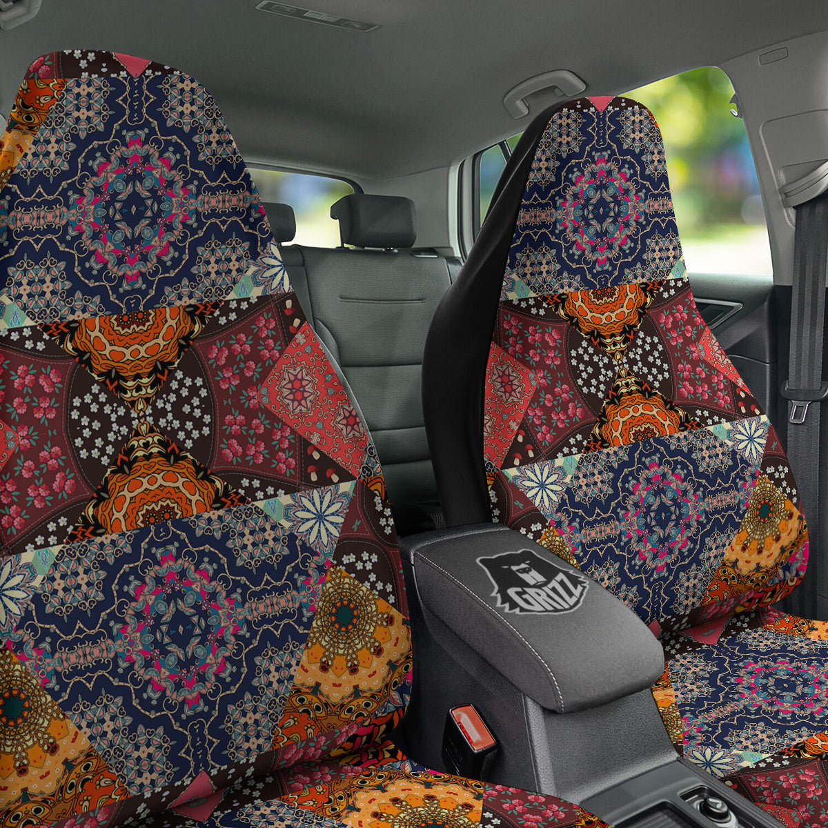 Patchwork Indian Flower Mandala Print Pattern Car Seat Covers-grizzshop