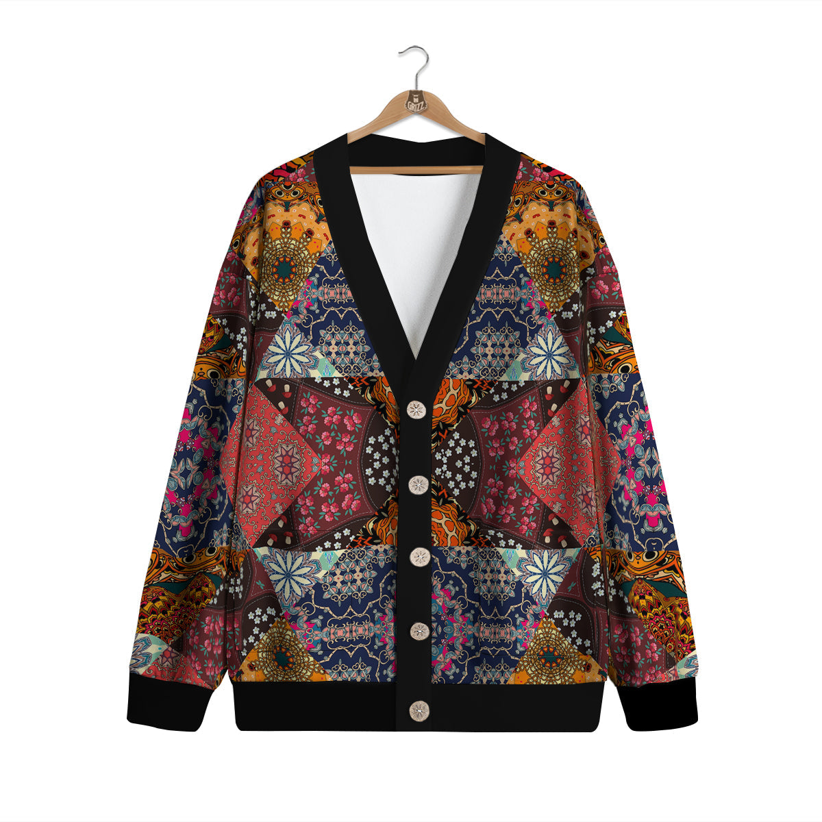 Patchwork Indian Flower Mandala Print Pattern Cardigan-grizzshop
