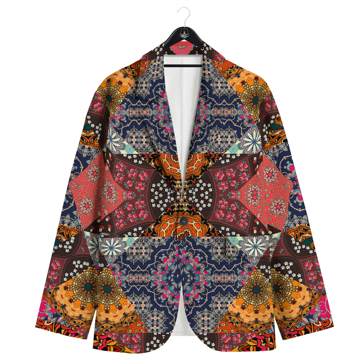 Patchwork Indian Flower Mandala Print Pattern Men's Sport Coat-grizzshop