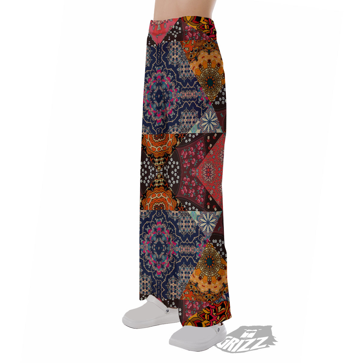 Patchwork Indian Flower Mandala Print Pattern Pajama Pants-grizzshop