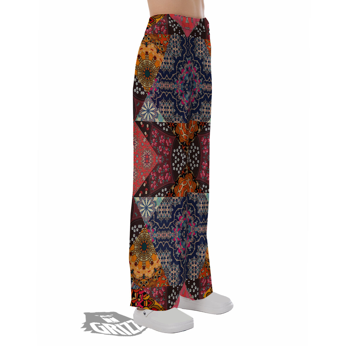 Patchwork Indian Flower Mandala Print Pattern Pajama Pants-grizzshop