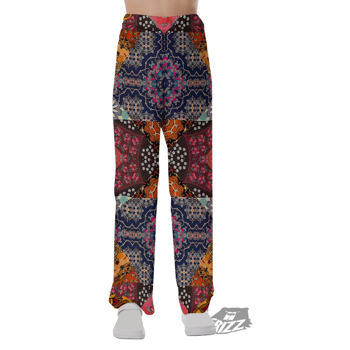 Patchwork Indian Flower Mandala Print Pattern Pajama Pants-grizzshop