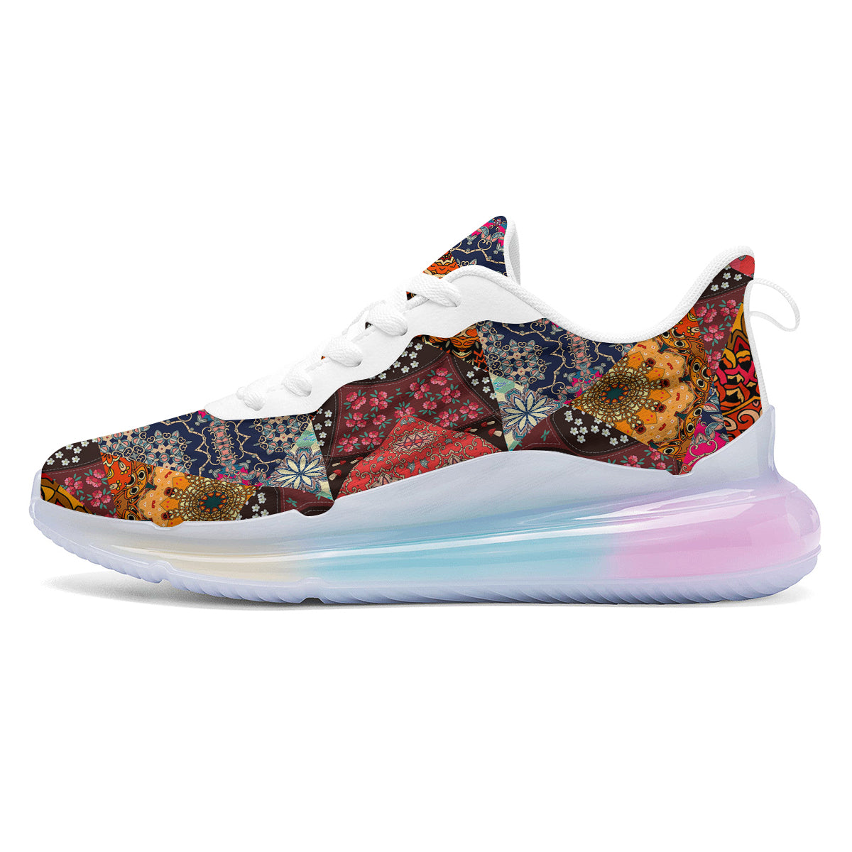 Patchwork Indian Flower Mandala Print Pattern Running Sneakers-grizzshop