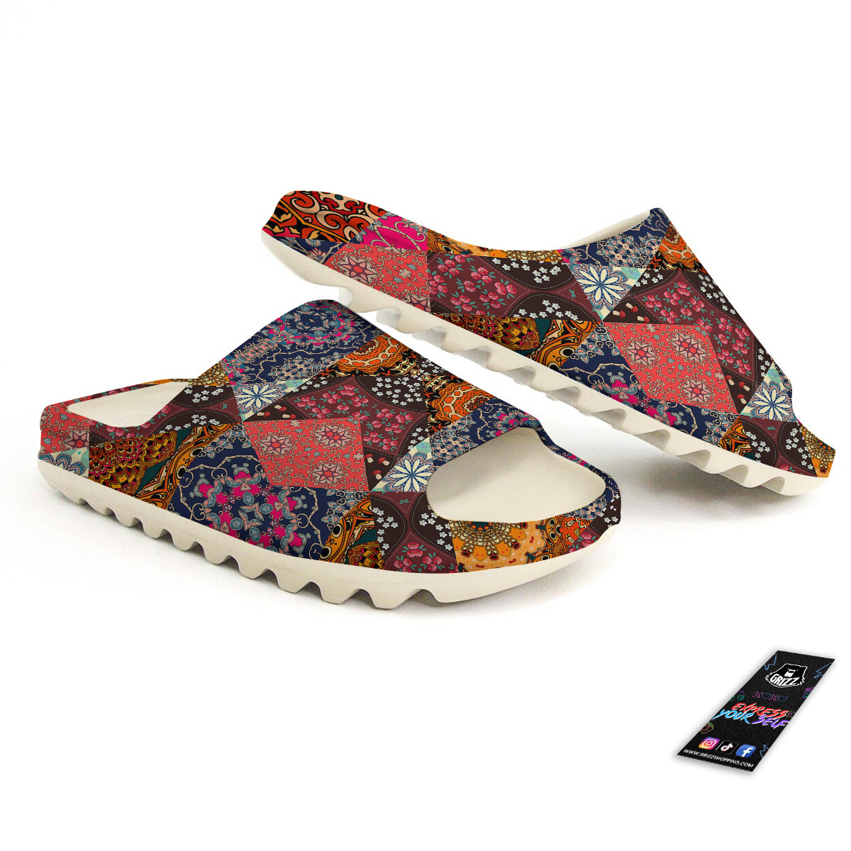 Patchwork Indian Flower Mandala Print Pattern Sandals-grizzshop