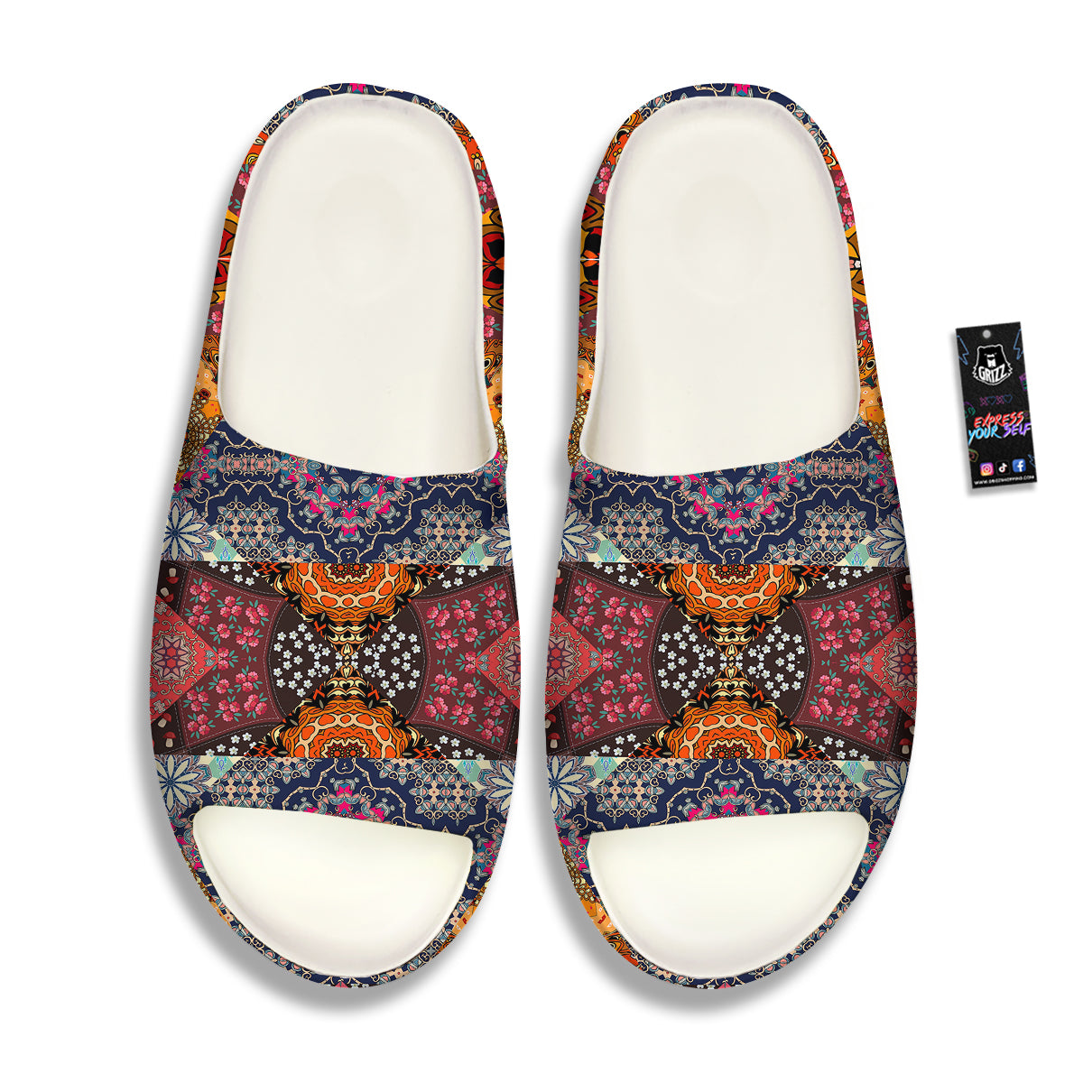 Patchwork Indian Flower Mandala Print Pattern Sandals-grizzshop