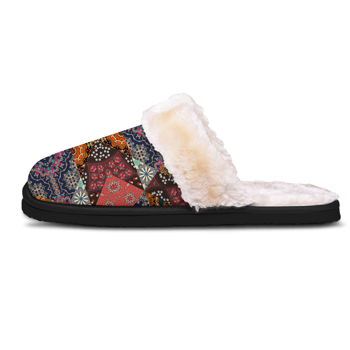 Patchwork Indian Flower Mandala Print Pattern Slippers-grizzshop