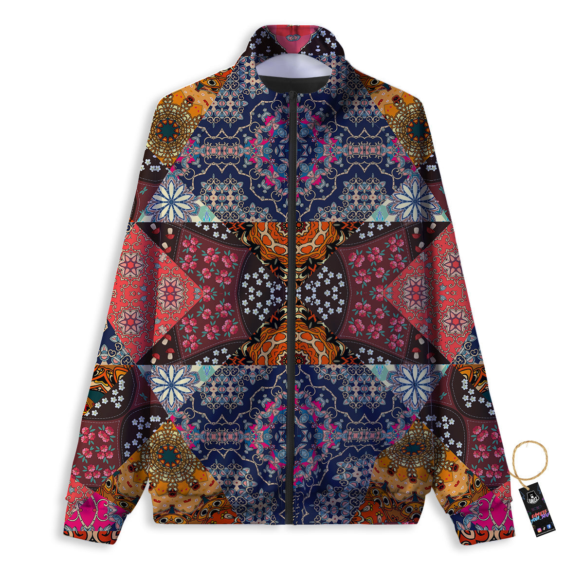 Patchwork Indian Flower Mandala Print Pattern Track Jacket-grizzshop