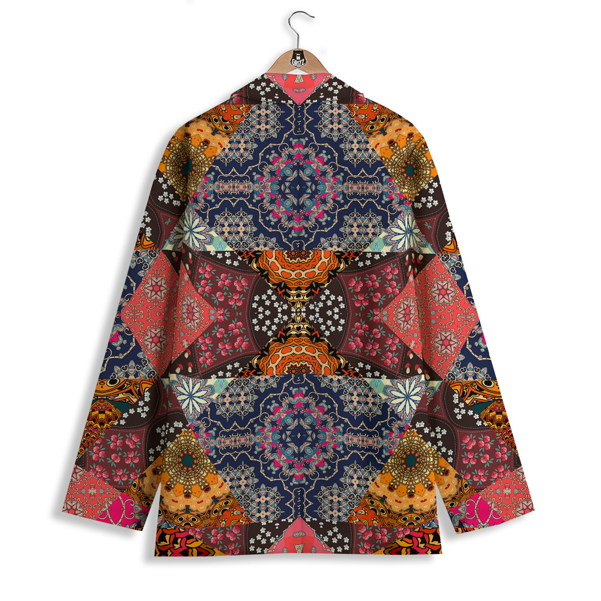 Patchwork Indian Flower Mandala Print Pattern Women's Blazer-grizzshop