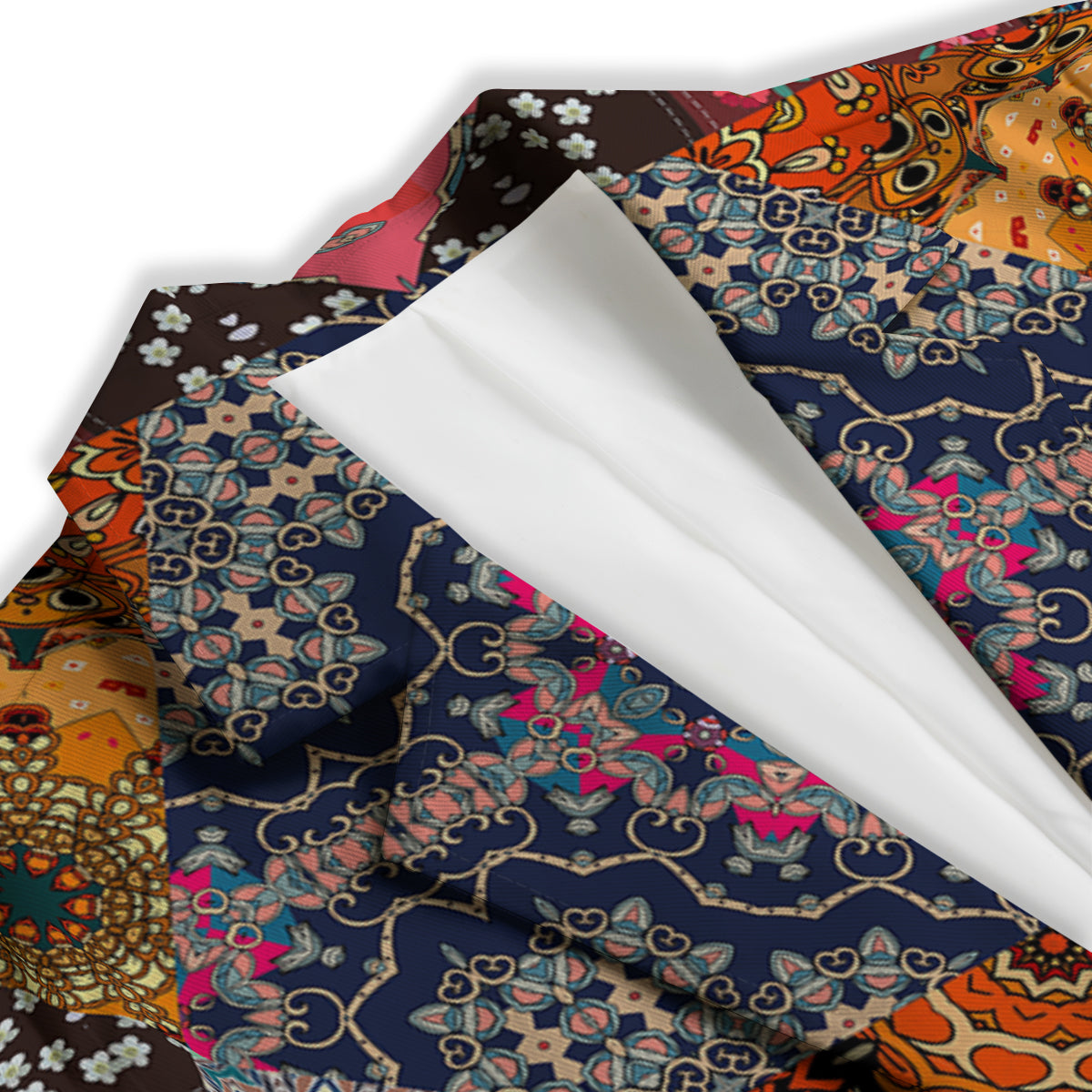 Patchwork Indian Flower Mandala Print Pattern Women's Blazer-grizzshop