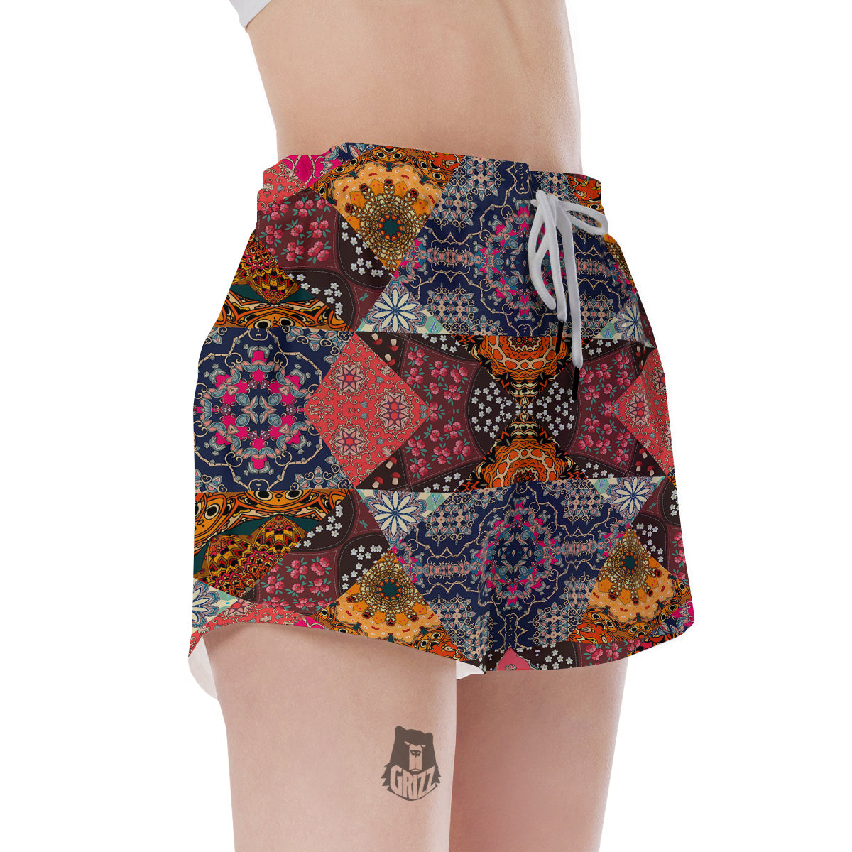 Patchwork Indian Flower Mandala Print Pattern Women's Shorts-grizzshop