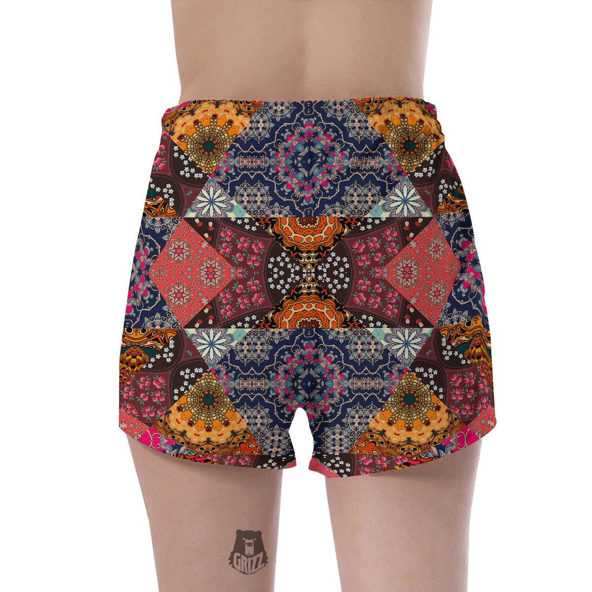Patchwork Indian Flower Mandala Print Pattern Women's Shorts-grizzshop