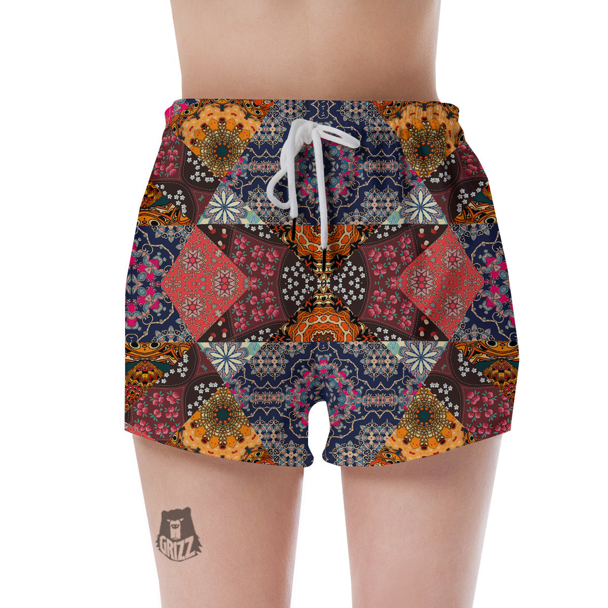 Patchwork Indian Flower Mandala Print Pattern Women's Shorts-grizzshop