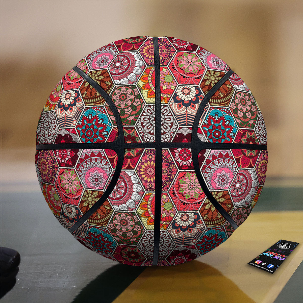 Patchwork Indian Print Pattern Basketball-grizzshop