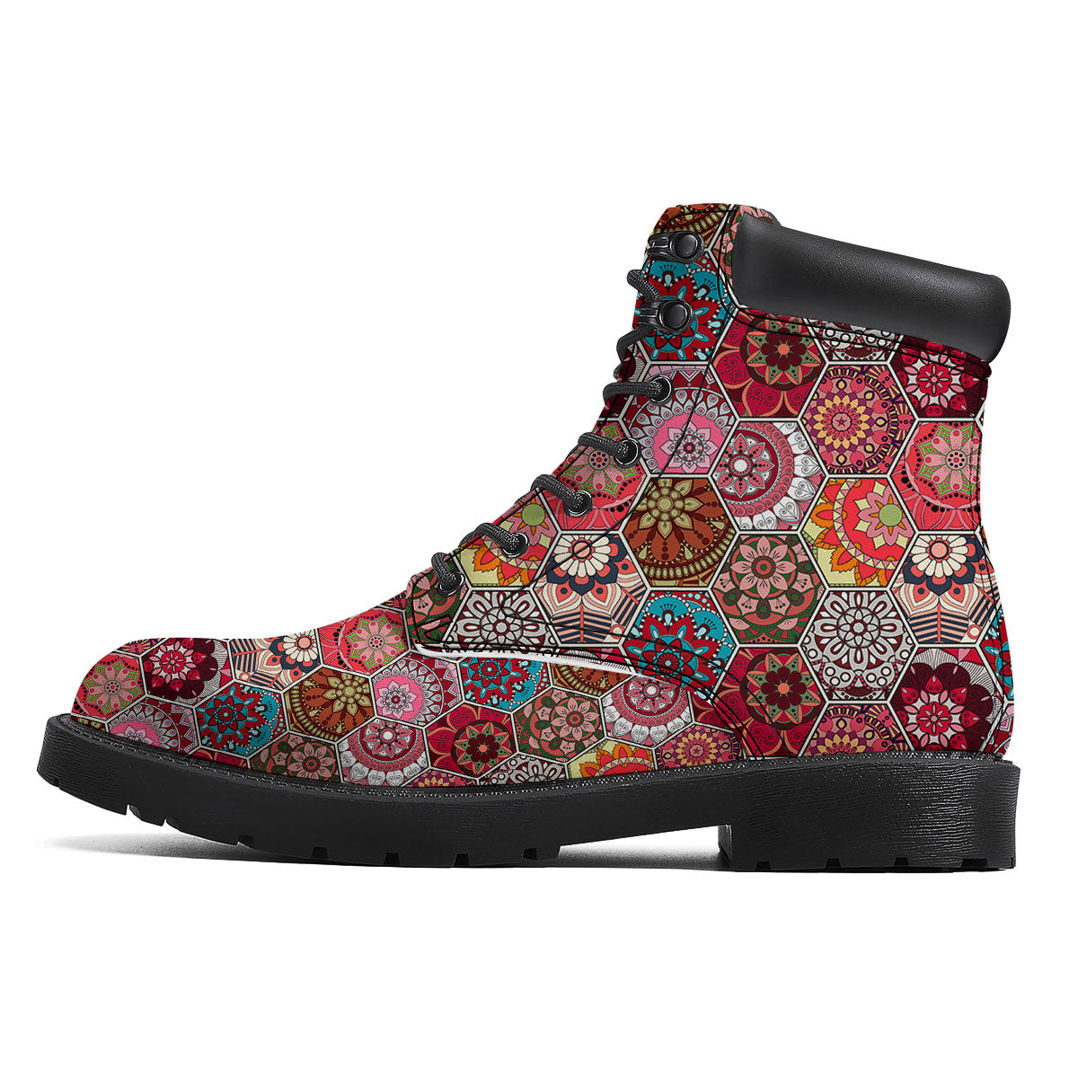 Patchwork Indian Print Pattern Boots-grizzshop