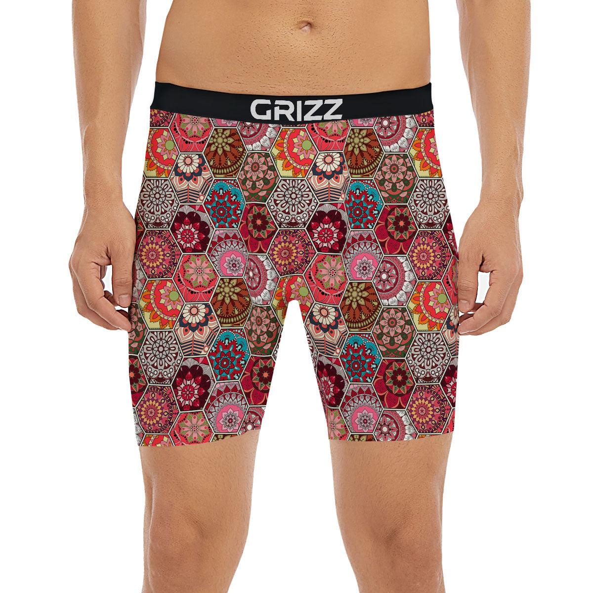 Patchwork Indian Print Pattern Boxer Briefs-grizzshop