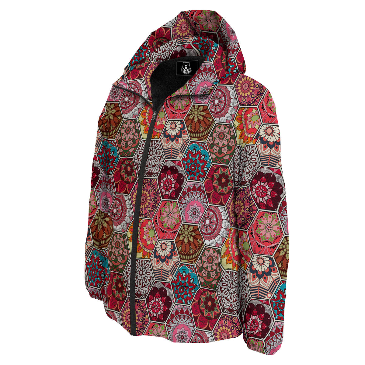 Patchwork Indian Print Pattern Down Jacket-grizzshop