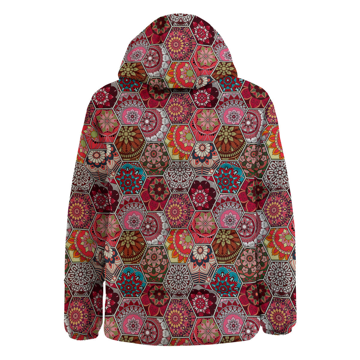 Patchwork Indian Print Pattern Down Jacket-grizzshop