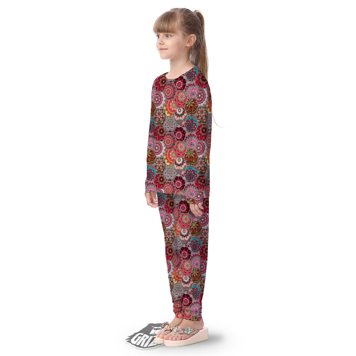 Patchwork Indian Print Pattern Kid's Pajamas-grizzshop