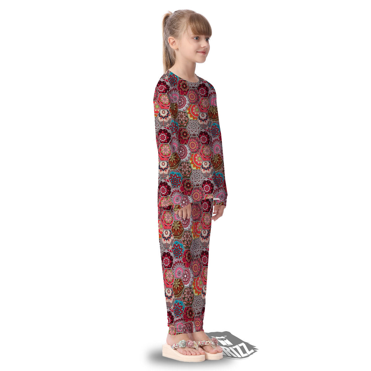 Patchwork Indian Print Pattern Kid's Pajamas-grizzshop