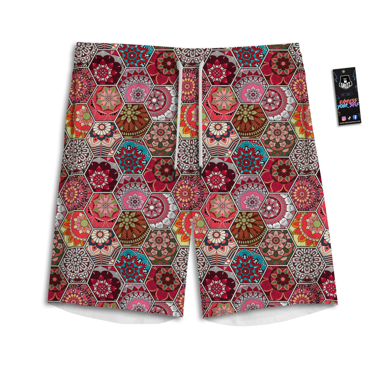Patchwork Indian Print Pattern Men's Athletic Shorts