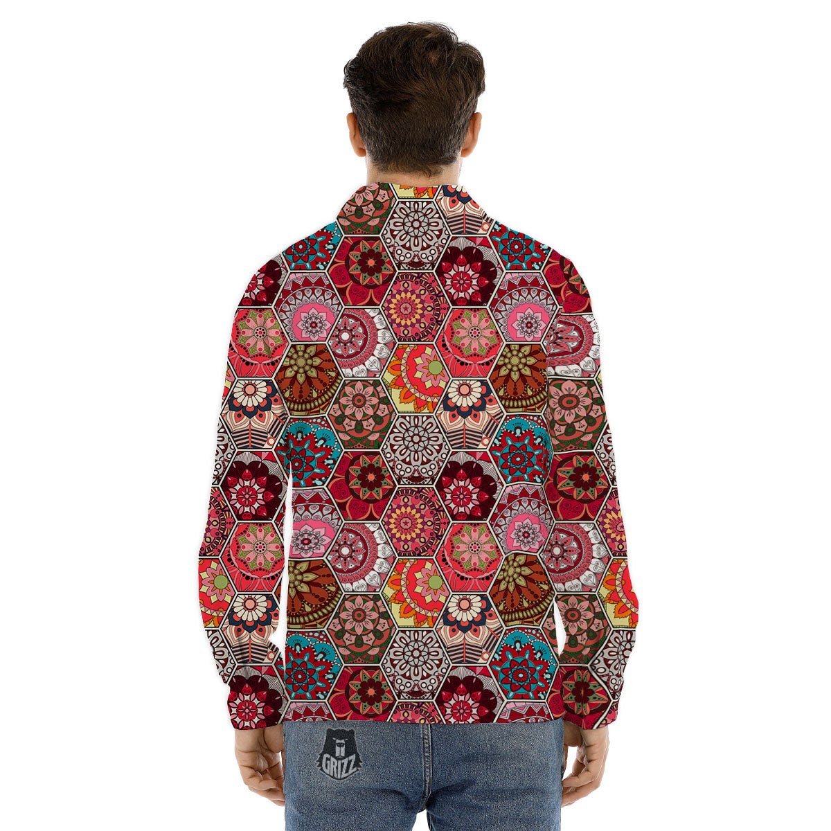 Patchwork Indian Print Pattern Men's Dress Shirts-grizzshop