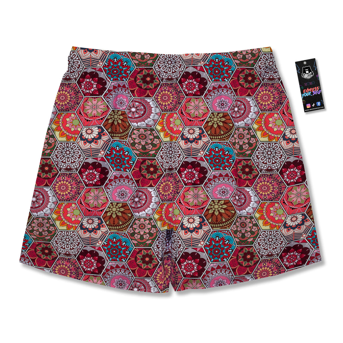Patchwork Indian Print Pattern Men's Running Shorts-grizzshop