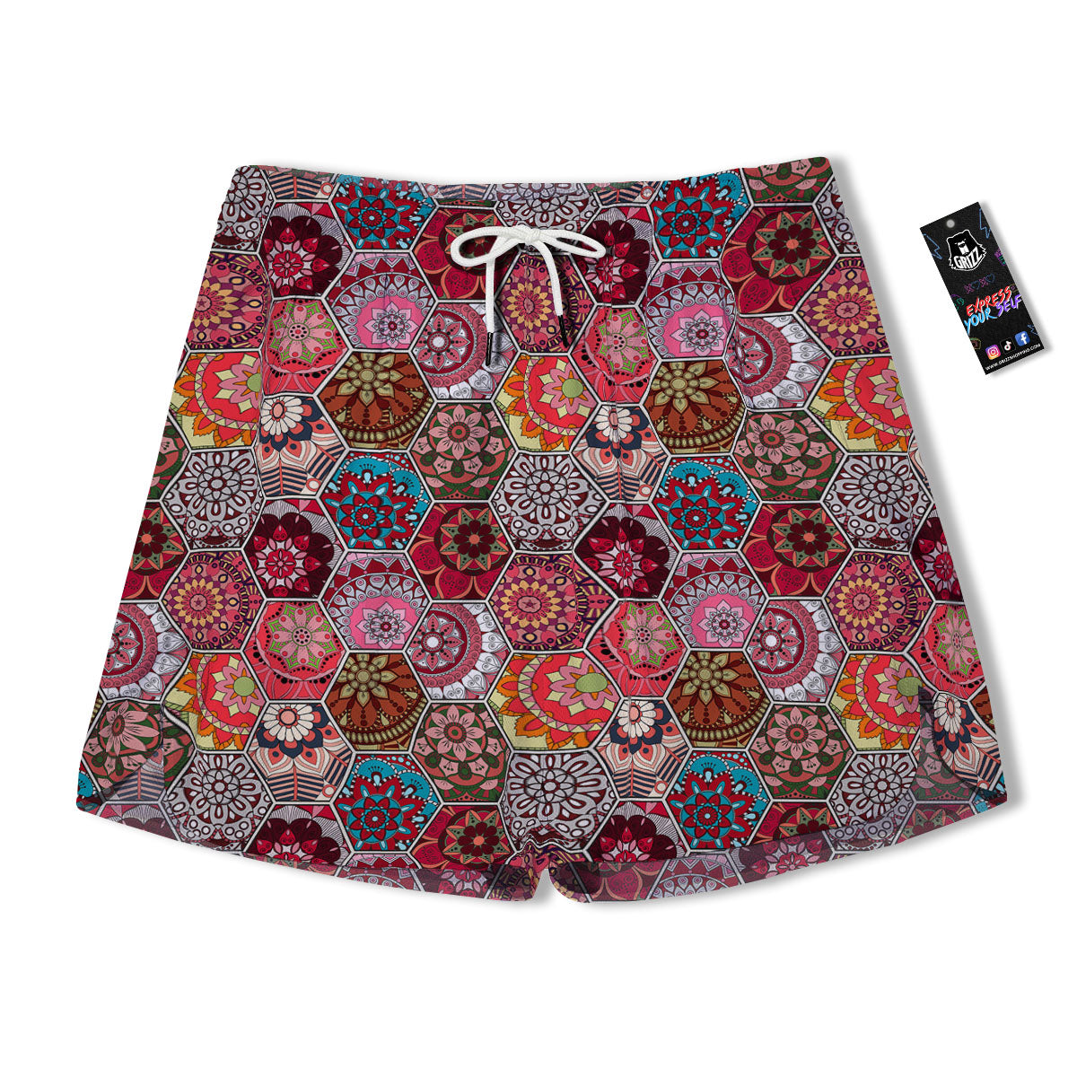 Patchwork Indian Print Pattern Men's Running Shorts-grizzshop