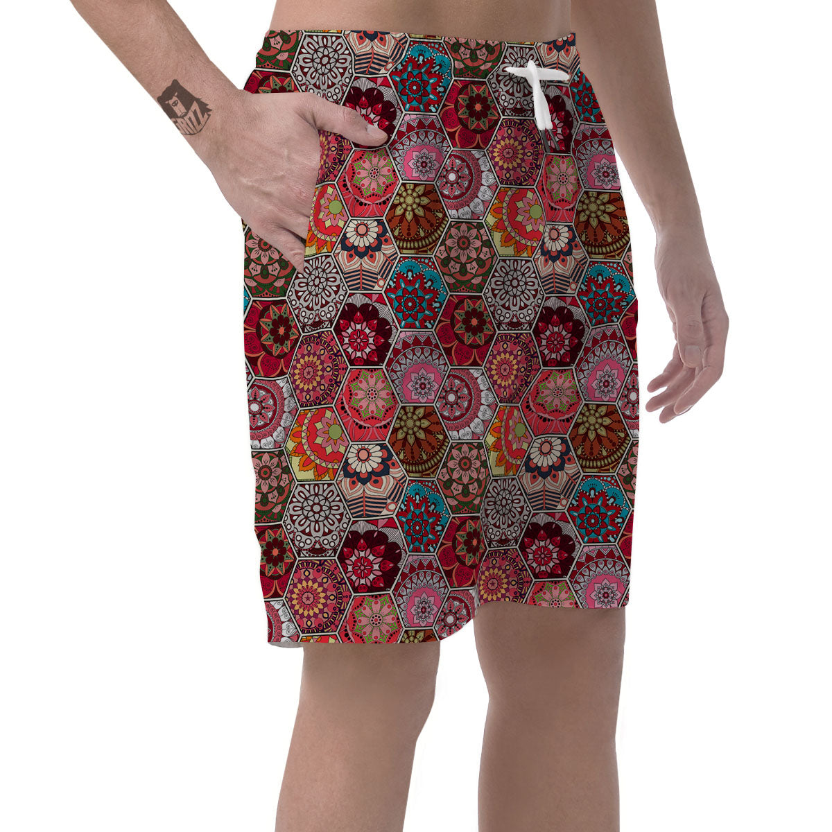 Patchwork Indian Print Pattern Men's Shorts-grizzshop