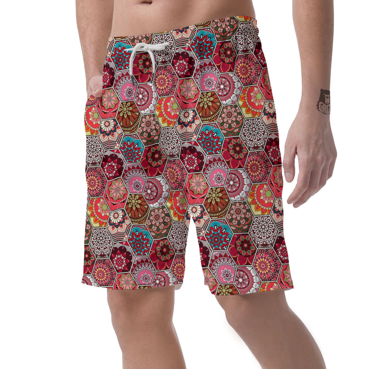 Patchwork Indian Print Pattern Men's Shorts-grizzshop