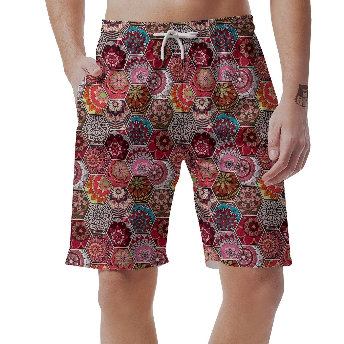 Patchwork Indian Print Pattern Men's Shorts-grizzshop