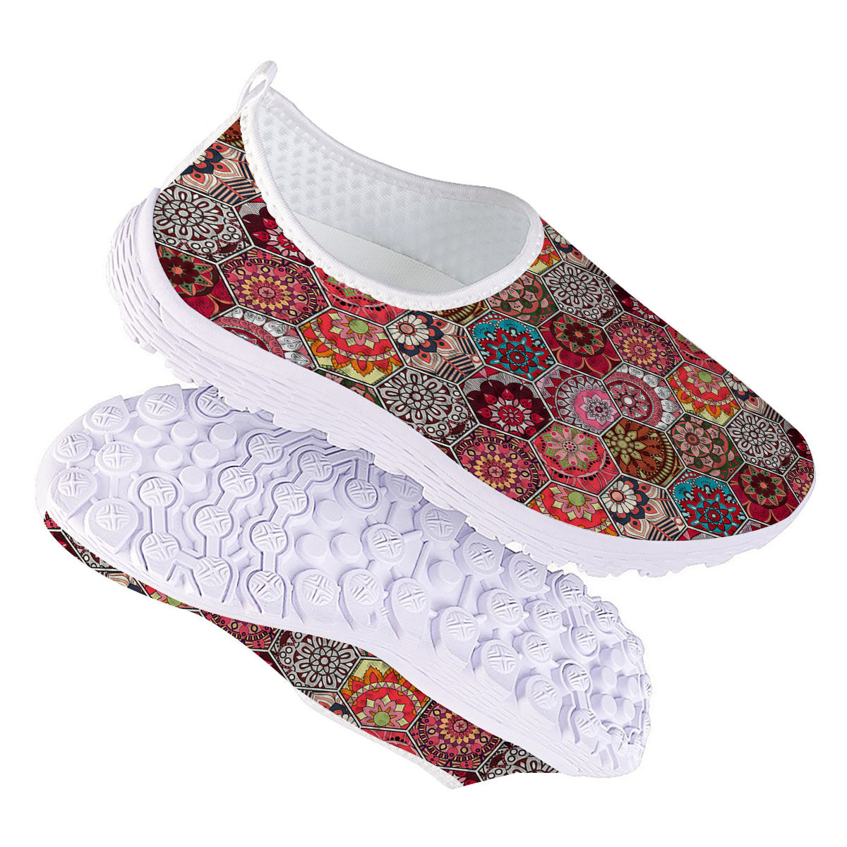 Patchwork Indian Print Pattern Nurse Shoes-grizzshop