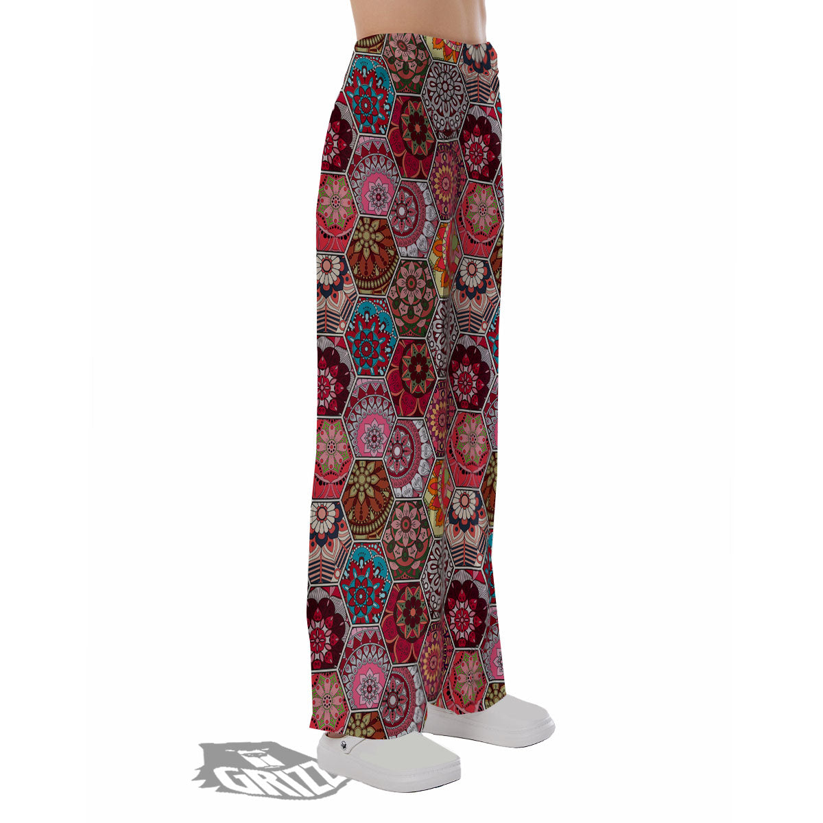 Patchwork Indian Print Pattern Pajama Pants-grizzshop