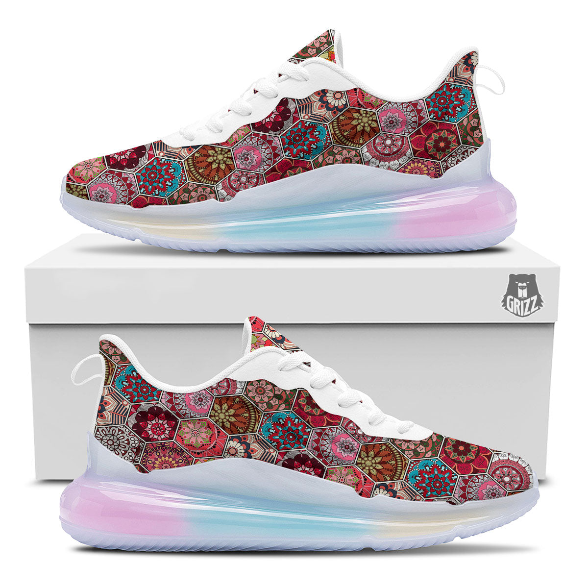 Patchwork Indian Print Pattern Running Sneakers-grizzshop