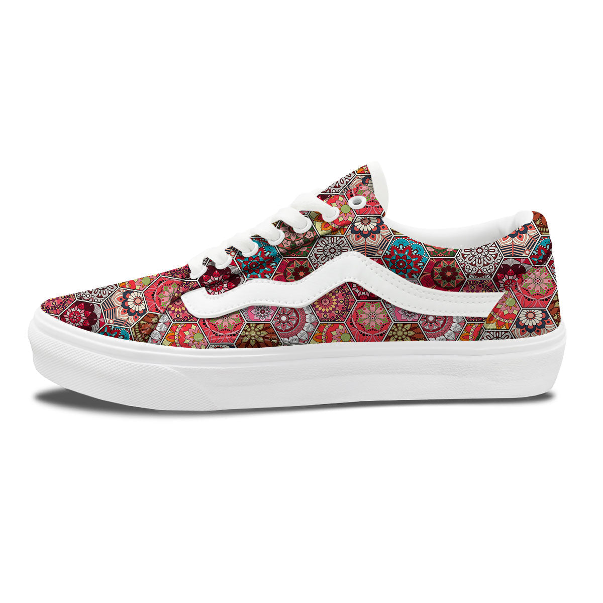 Patchwork Indian Print Pattern Skate Shoes-grizzshop