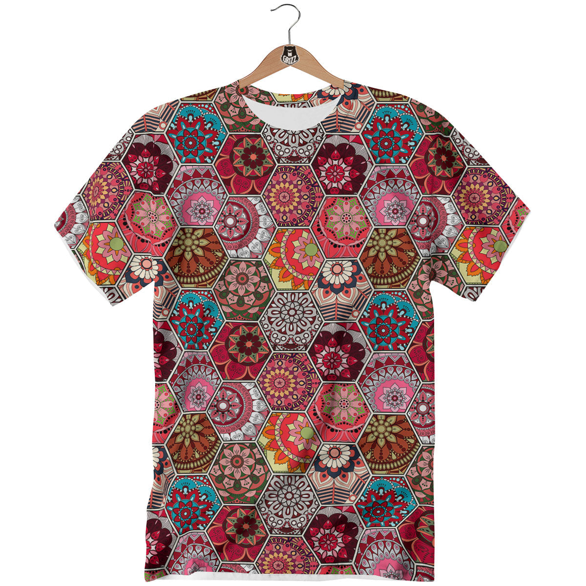 Patchwork Indian Print Pattern T-Shirt-grizzshop