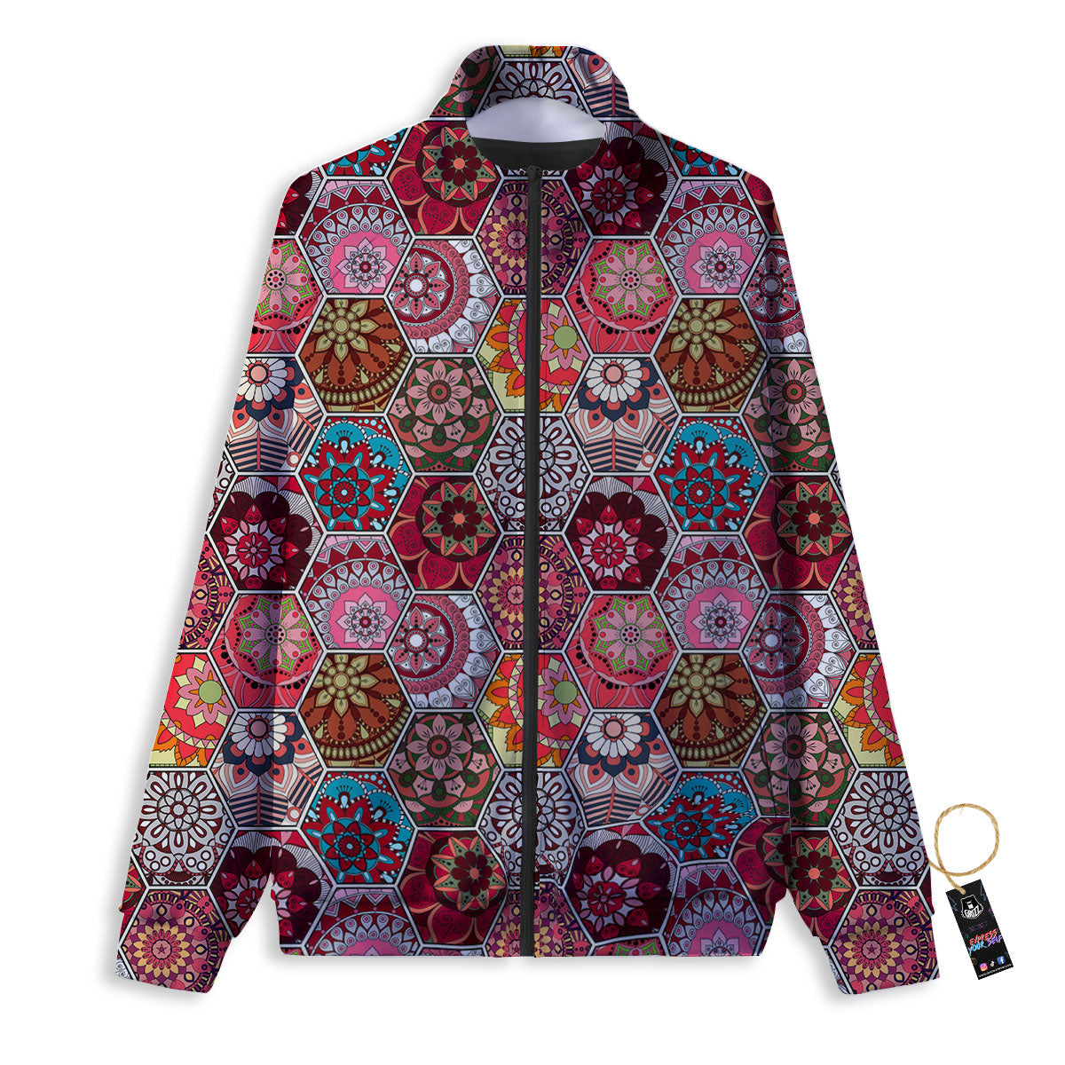 Patchwork Indian Print Pattern Track Jacket-grizzshop