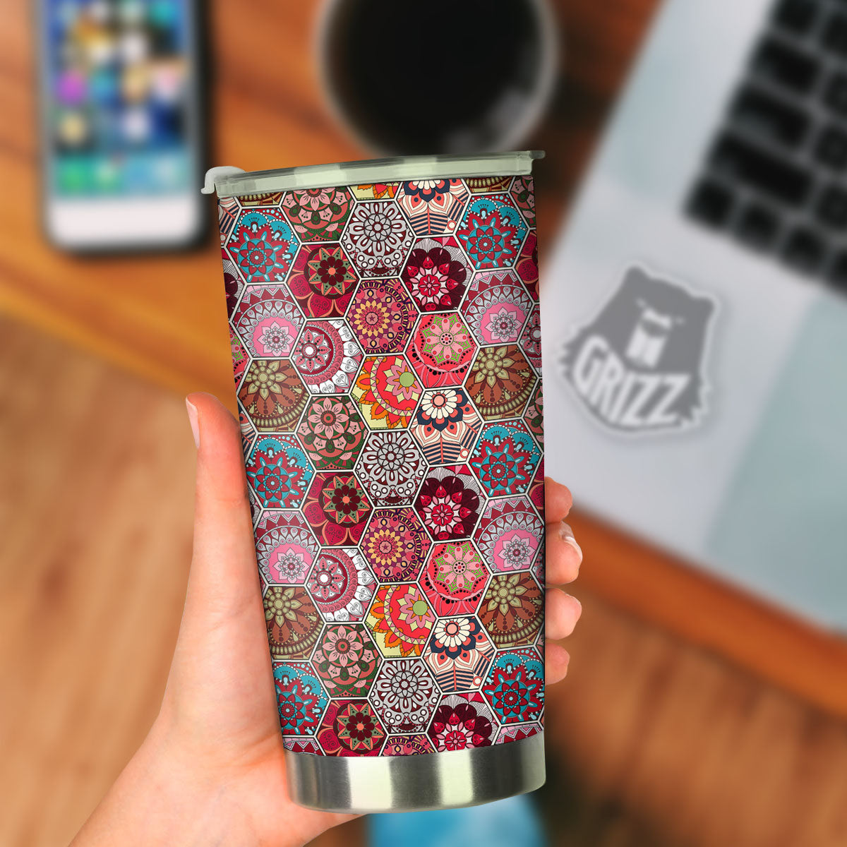 Patchwork Indian Print Pattern Tumbler-grizzshop