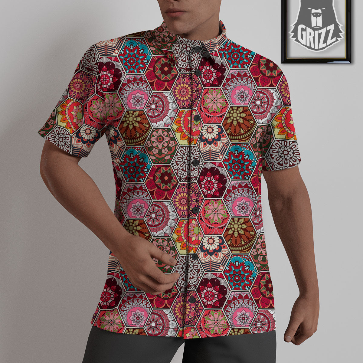 Patchwork Indian Print Pattern Untucked Shirts-grizzshop