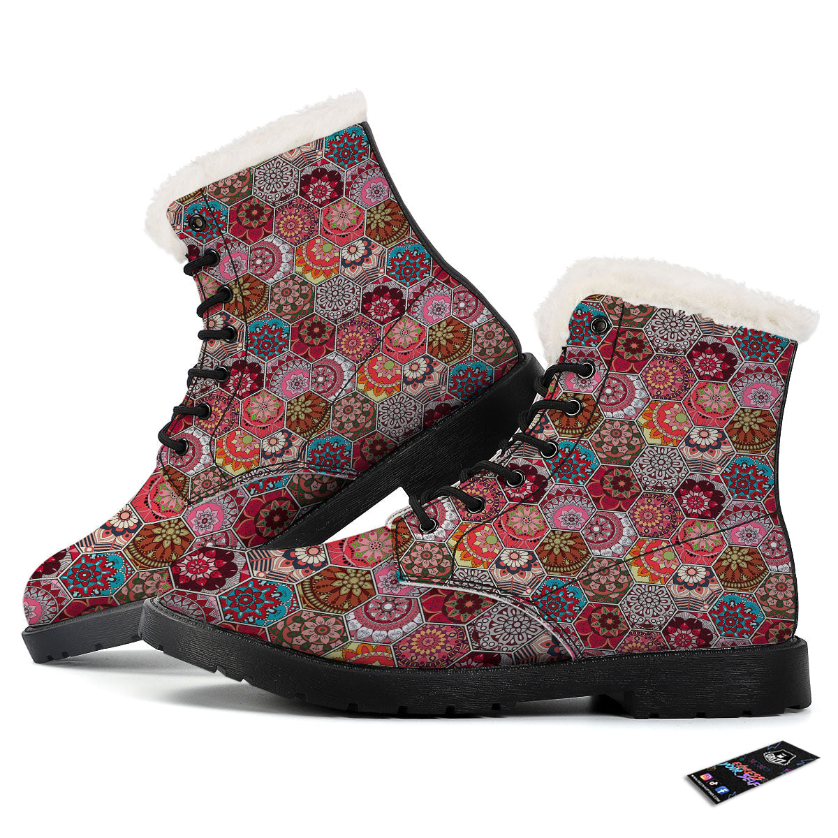 Patchwork Indian Print Pattern Winter Boots-grizzshop