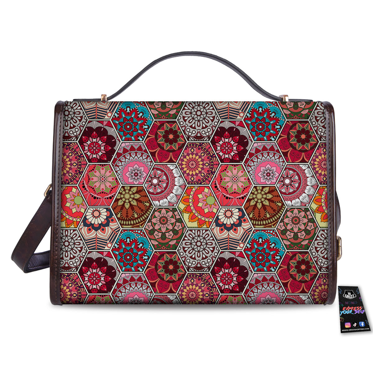 Patchwork Indian Print Pattern Women's Satchel Bag-grizzshop