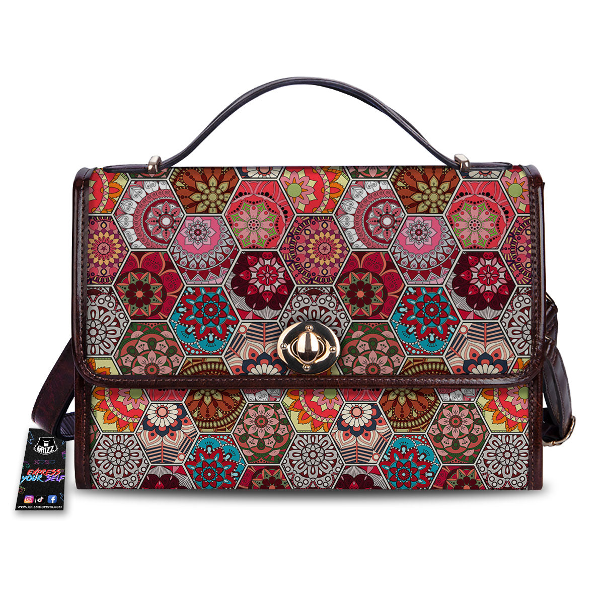 Patchwork Indian Print Pattern Women's Satchel Bag-grizzshop