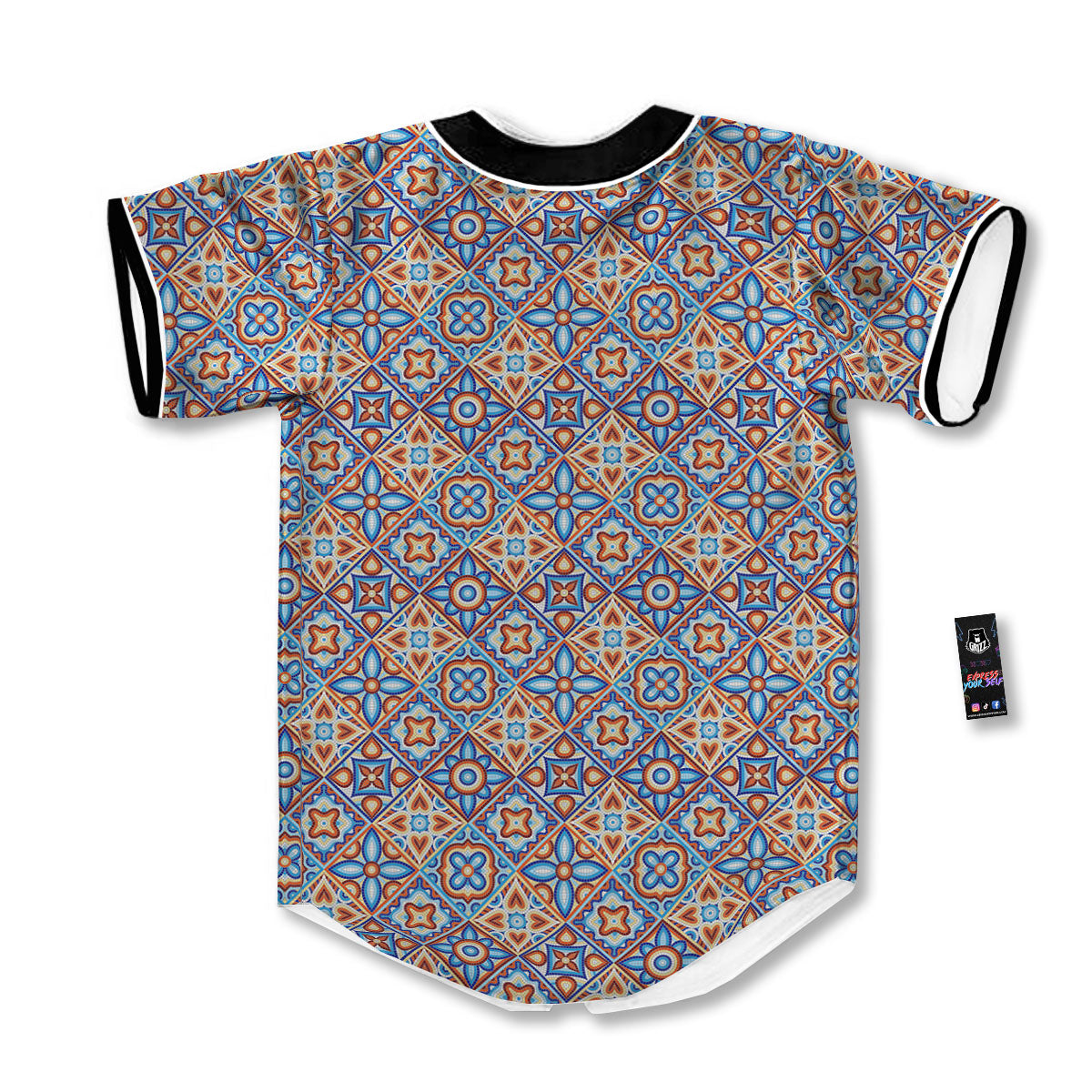 Patchwork Mosaic Print Pattern Baseball Jersey-grizzshop