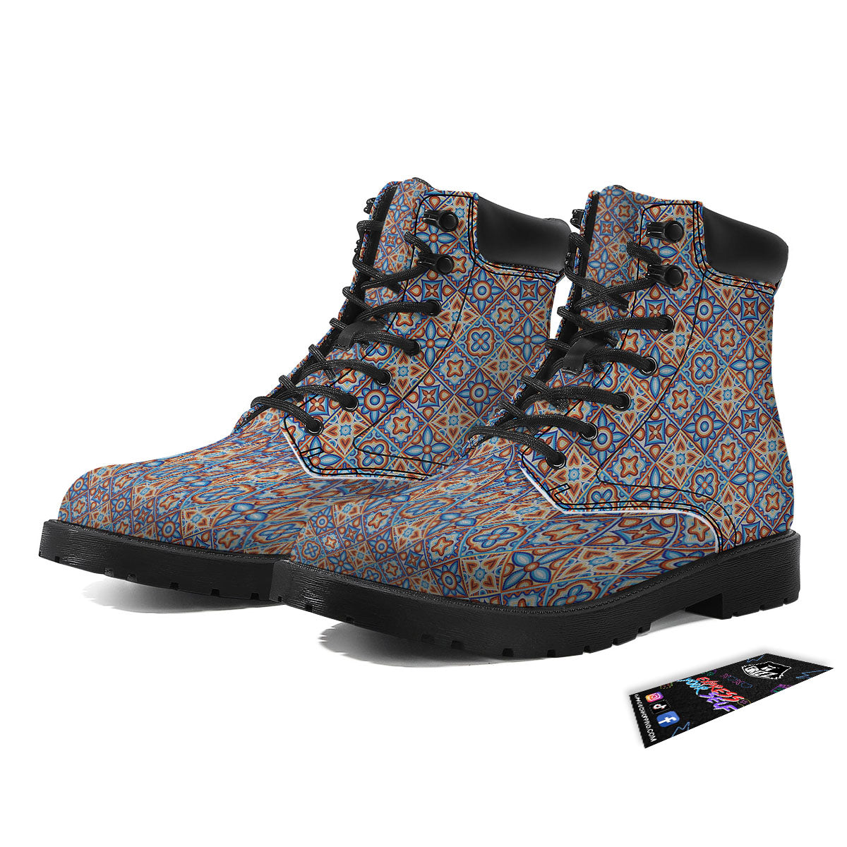 Patchwork Mosaic Print Pattern Boots-grizzshop