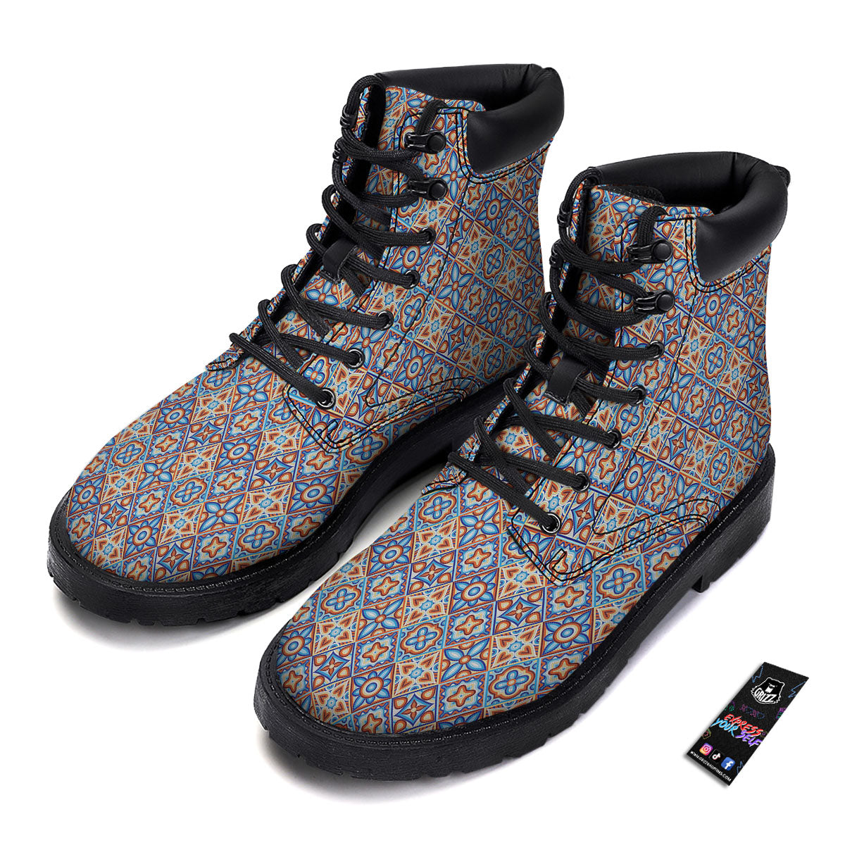 Patchwork Mosaic Print Pattern Boots-grizzshop