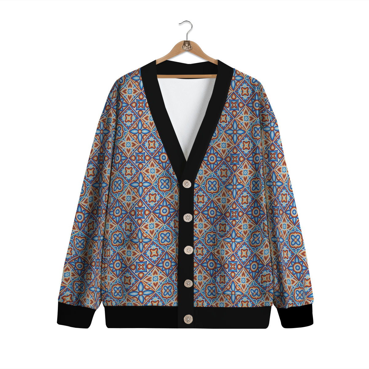 Patchwork Mosaic Print Pattern Cardigan-grizzshop