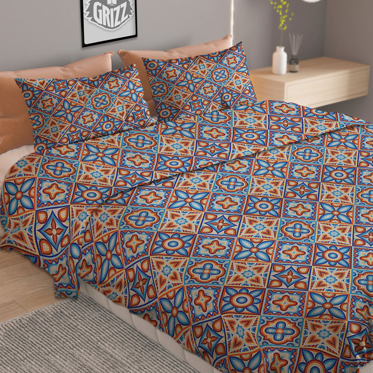 Patchwork Mosaic Print Pattern Duvet Cover Bedding Set